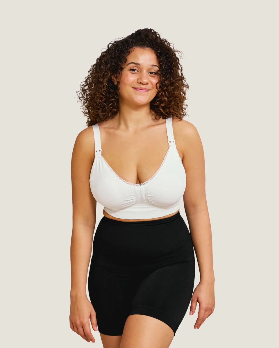 Carriwell Seamless Padded graviditets - og amme - bh med Carri - gel støtte og indlæg, hvid - Buump - Amme - bh - Carriwell