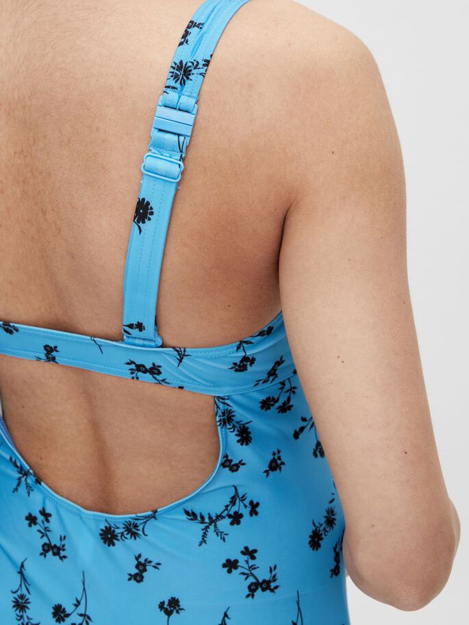 Mamalicious vente-badedragt, blåt blomsterprint, MLJosefine#MamaliciousSwimsuitBuump