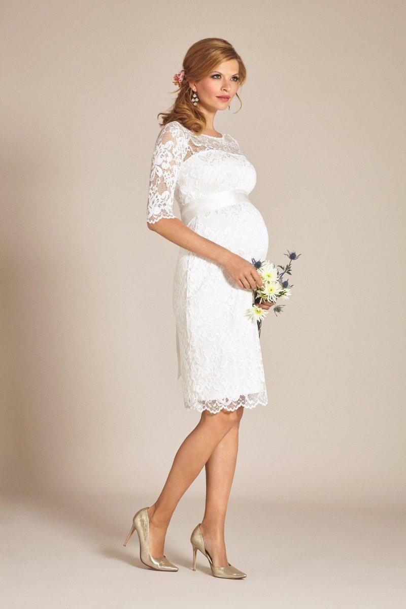 Amelia brudekjole til gravid, kort (elfenbensfarvet) fra Tiffany Rose#Tiffany RoseWedding dressBuump