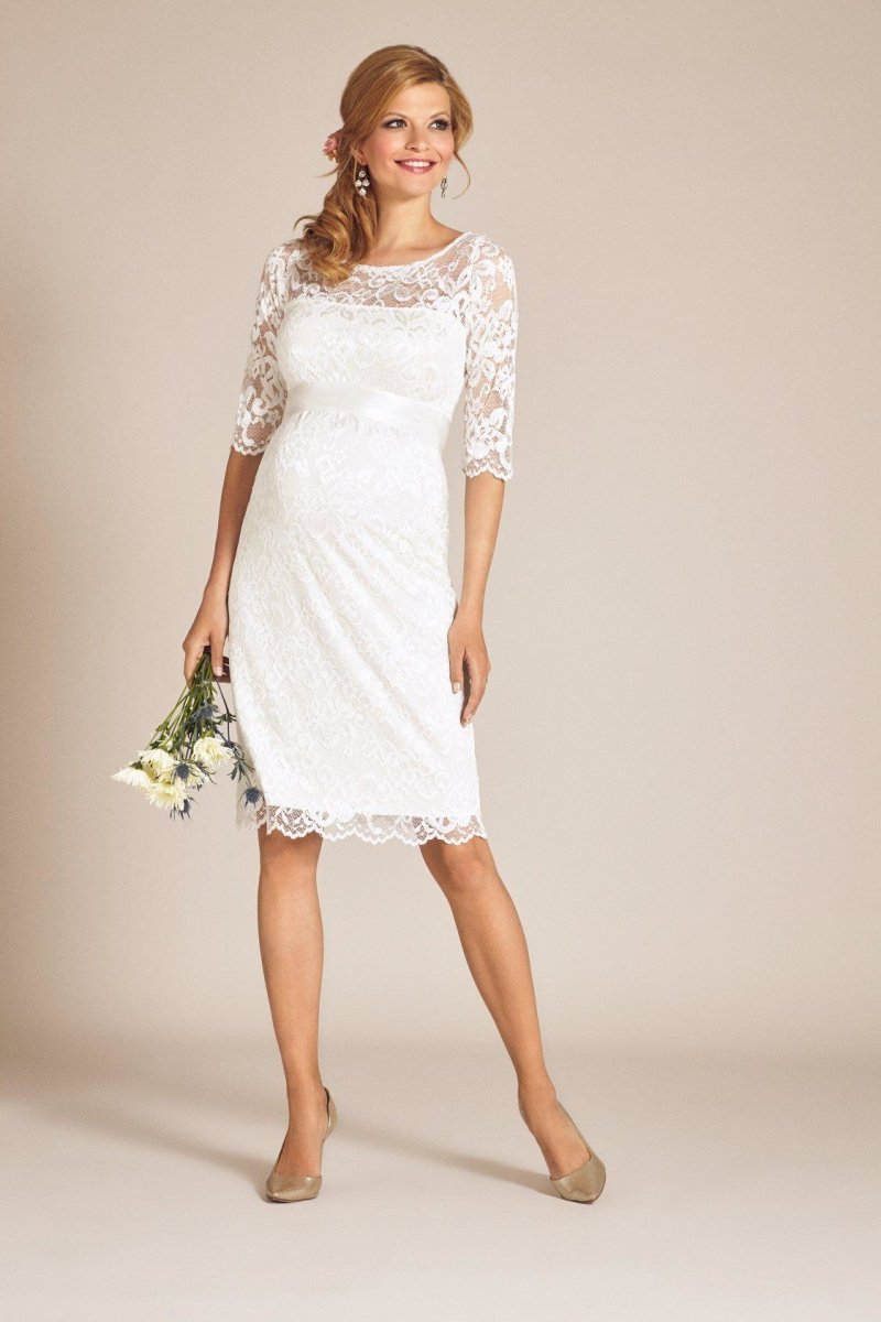 Amelia brudekjole til gravid, kort (elfenbensfarvet) fra Tiffany Rose#Tiffany RoseWedding dressBuump