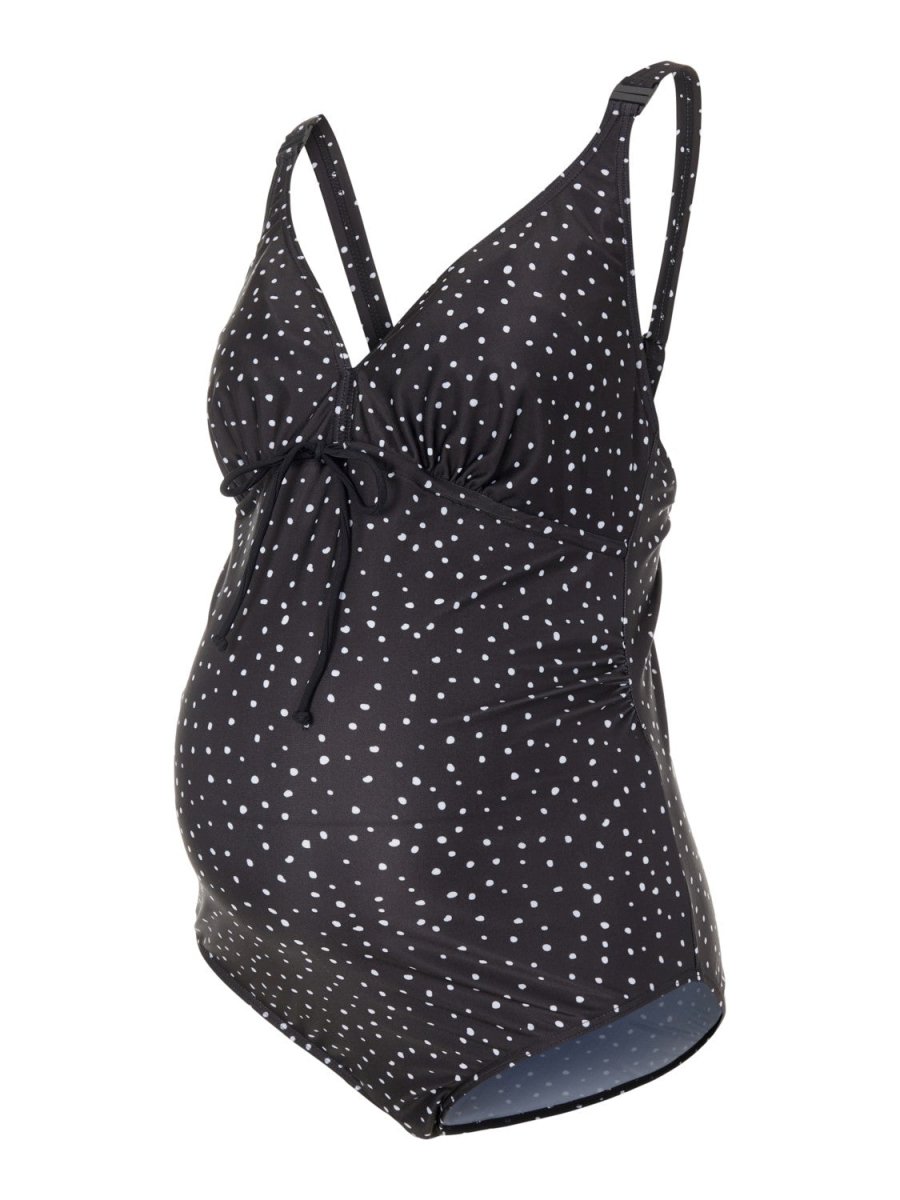 Mamalicious 2-i-1 vente- og amme-badedragt, sort med hvide prikker, MLRussel - Buump - Swimsuit - Mamalicious