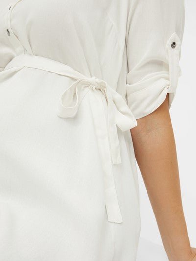 Mamalicious 3/4 ærmet vente tunika, Hvid viskose, MLMercy#MamaliciousShirtBuump