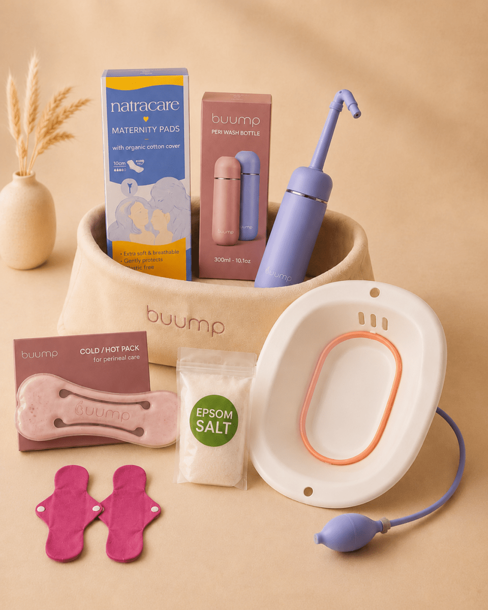 Complete recovery bundle med lilla skylleflaske – efterfødselspakke - Buump - Efterfødselspakke - Buump