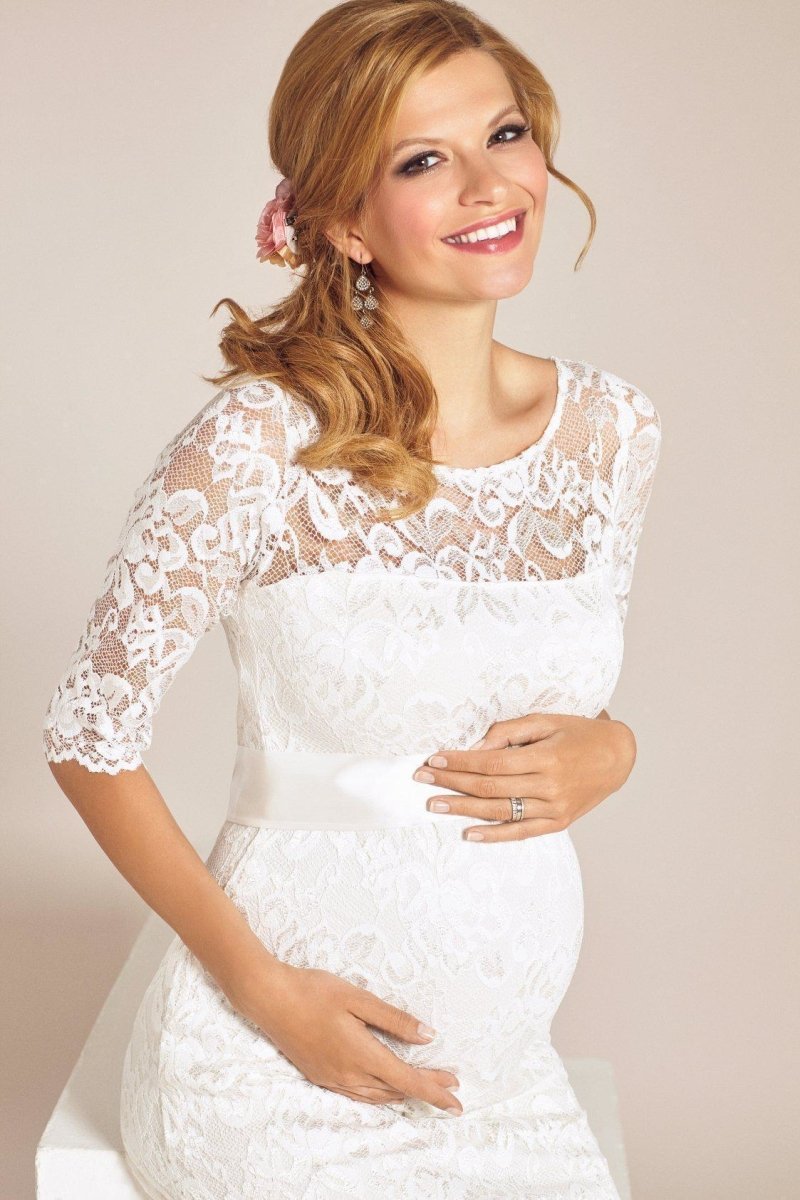 Amelia brudekjole til gravid, kort (elfenbensfarvet) fra Tiffany Rose#Tiffany RoseWedding dressBuump