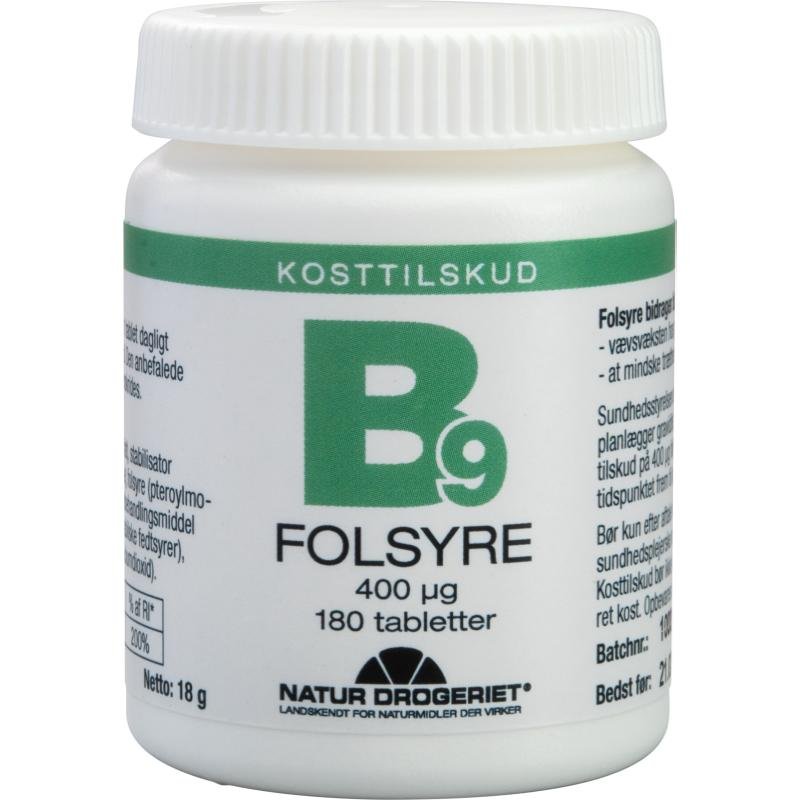 B9 Folsyre 400 mg, 180 stk., Natur Drogeriet - Buump - Vitamins - Natur Drogeriet