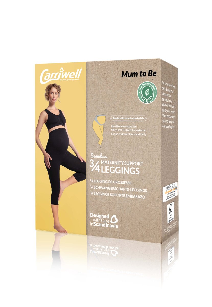 Carriwell 3/4 graviditetsleggings, sømløs, sort - Buump - Leggings - Carriwell