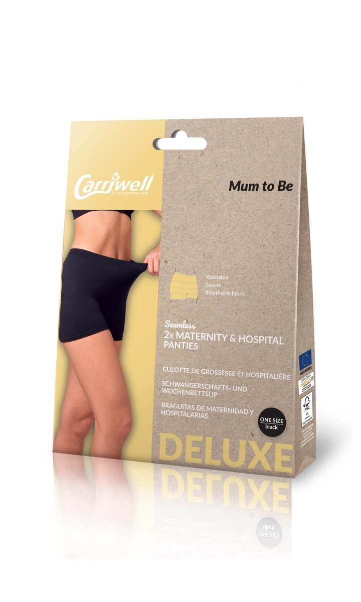 Carriwell graviditets og hospitalstrusser, sorte, onesize, 2 par