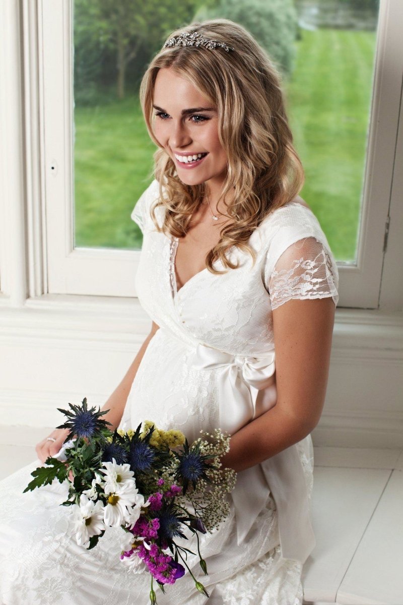 Eden brudekjole til gravid fra Tiffany Rose, kort (elfenbensfarvet)#Tiffany RoseWedding dressBuump