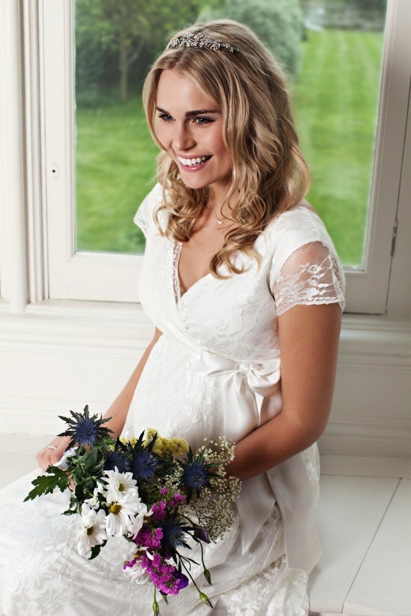Eden brudekjole til gravid fra Tiffany Rose, kort (elfenbensfarvet)