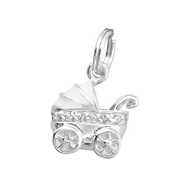 Halskæde med barnevogn i sølv og hvid med zirconia sten - Buump - Jewelry - Buump