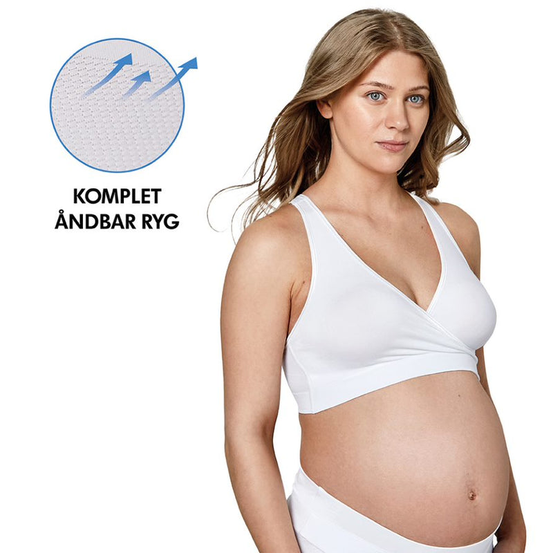 Medela Keep Cool Nat-BH, åndbar graviditets- og amme-BH, Hvid