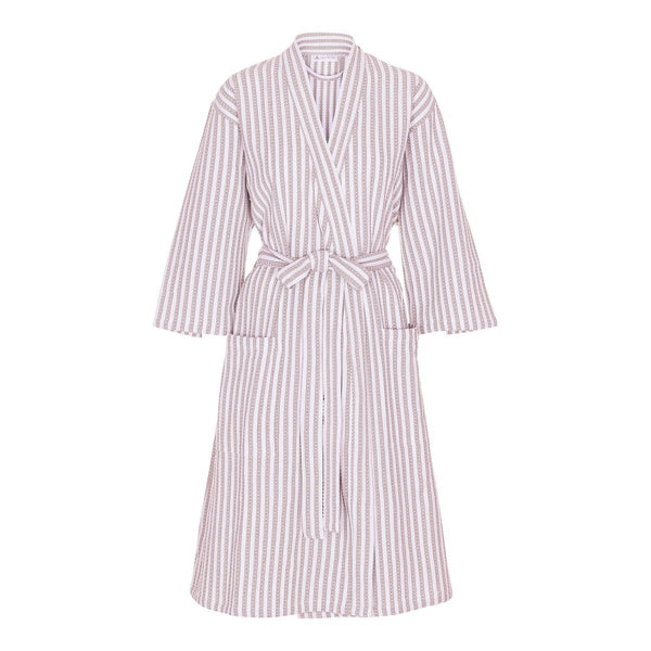 CarebyMe Kimono / Badekåbe model Kathrine, 100% økologisk bomuld, rosa / hvid stribet#CarebyMeKimono/RobeBuump