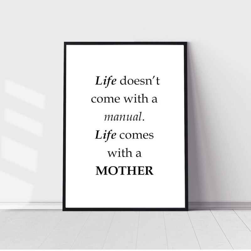 Plakat om graviditet "Life doesn't come with a manual"